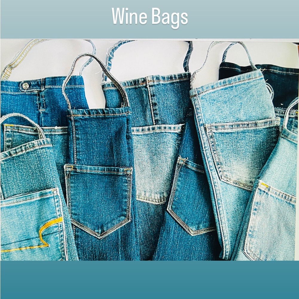 Repurposed Denim Wine Bags